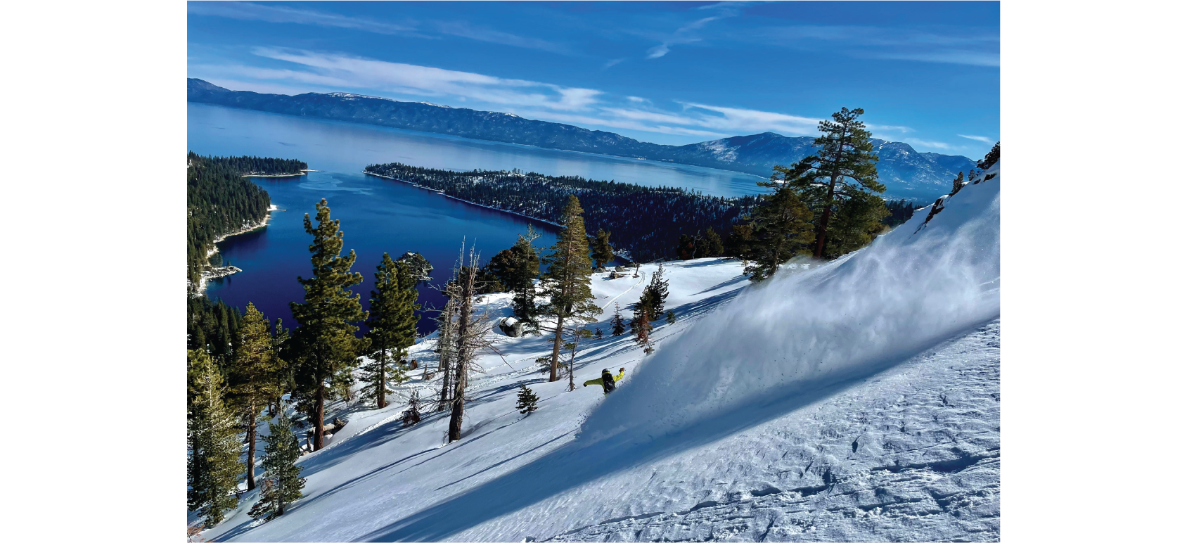 One of the owners of Arnot-Roberts ripping a turn on their snowboard.