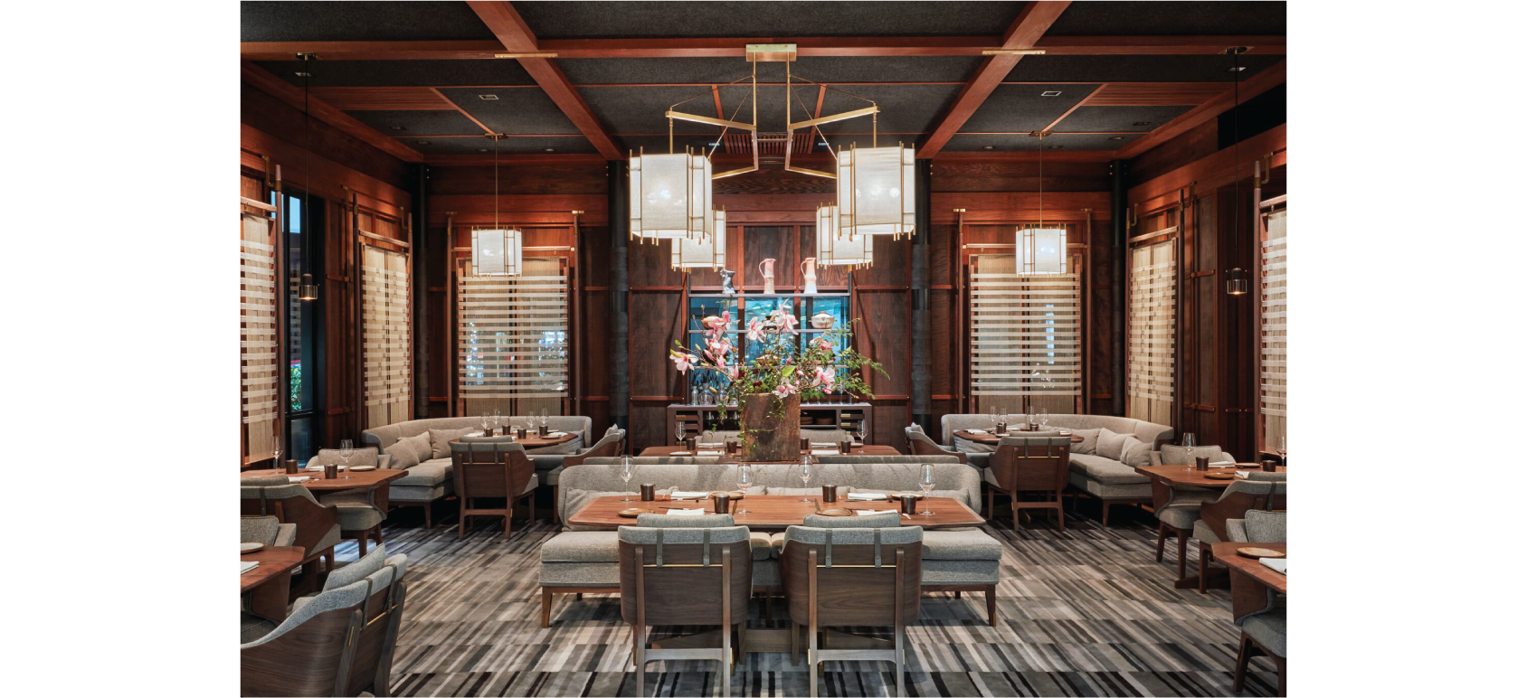 The interior of the SingleThread Farms restaurant.