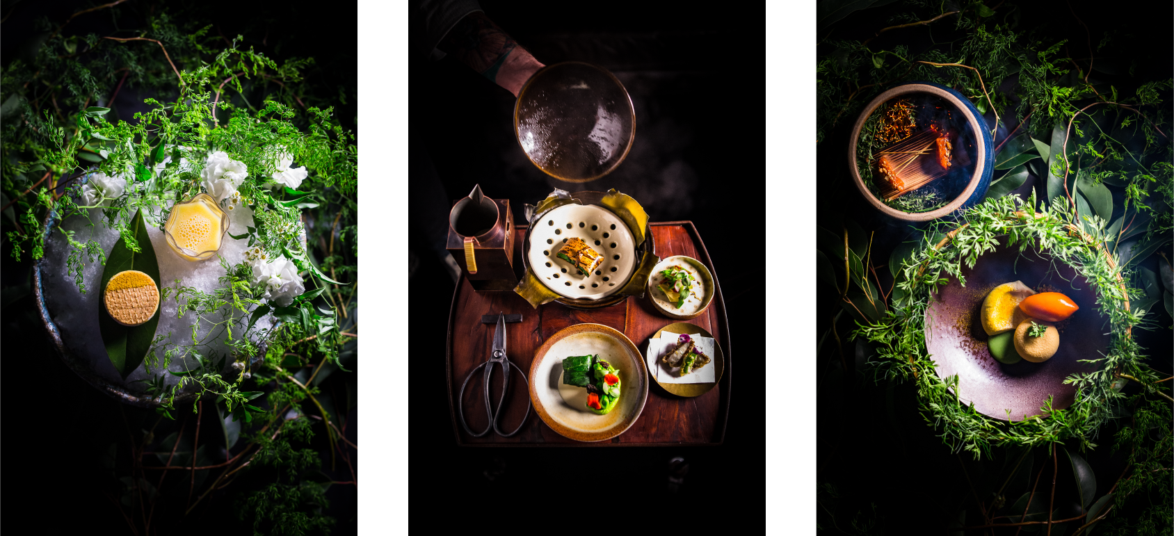 Three more photos of food from the SingleThread Farms restaurant.